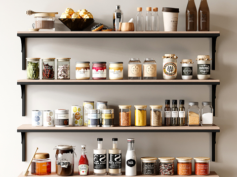 现代厨房用品 食物 调料瓶su模型