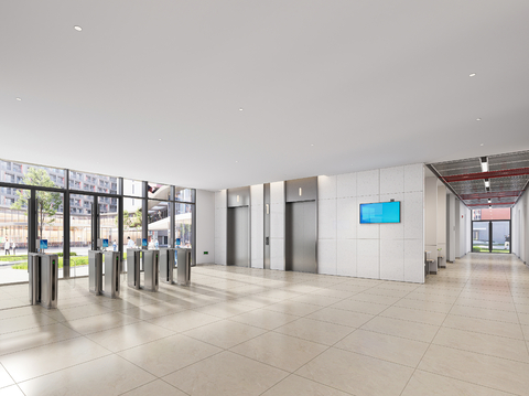 大堂 电梯厅 走廊 现代风格 宿舍楼su模型