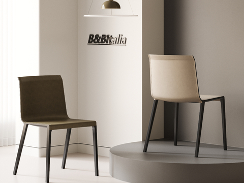  B&B 现代意式餐椅组合 单椅 椅子 皮革 吊灯su模型 