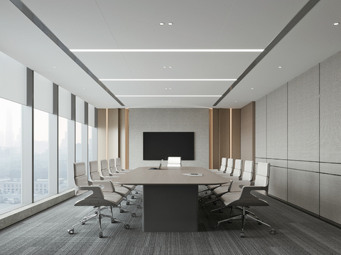 现代会议室su模型