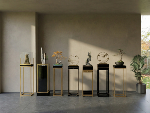 现代  新中式雕塑摆件su模型