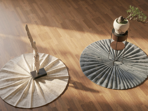 新中式松树盆景盆栽su模型