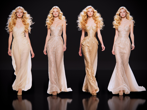 2D现代人物 T台走秀 时尚模特 晚礼服模特 现代美女su模型