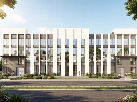  现代工业厂房 现代产业园 多层办公 厂房 产 产业园 办公楼su模型 