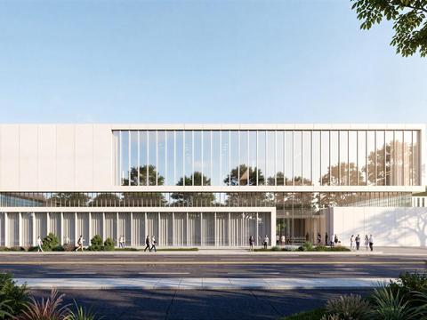  现代工业厂房 现代产业园 多层办公 厂房 产 产业园 办公楼su模型 