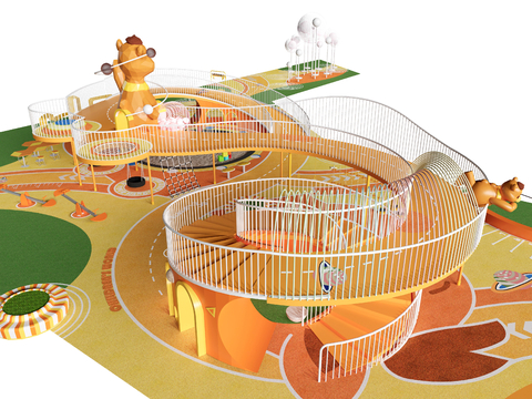 现代儿童游乐器材 儿童滑梯 儿童设施su模型