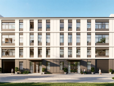  现代工业厂房 现代产业园 多层办公 厂房 产 产业园 办公楼su模型 