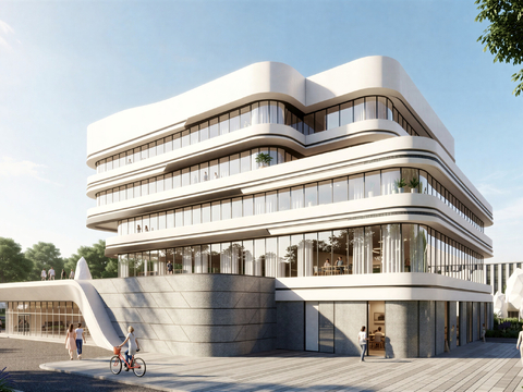  现代工业厂房 现代产业园 多层办公 厂房 产 产业园 办公楼su模型 