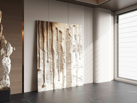  现代落地画 装饰画 抽象画 立体画su模型 