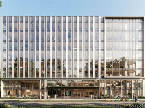  现代工业厂房 现代产业园 多层办公 厂房 产 产业园 办公楼su模型 