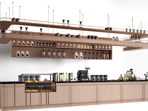 现代咖啡吧台 酒吧台 前台 收银台 操作台su模型