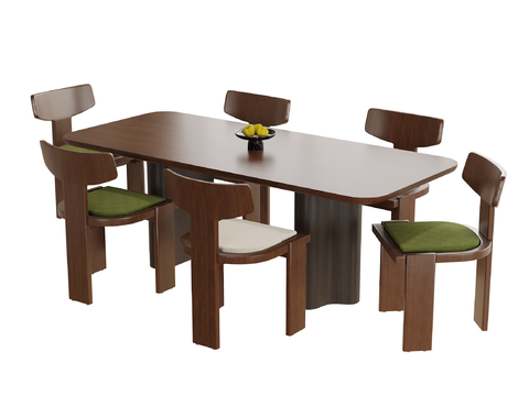 现代餐桌椅 餐椅 餐桌su模型