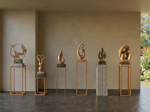 现代  新中式雕塑摆件su模型