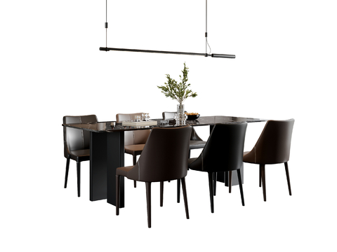 现代意式餐桌椅su模型