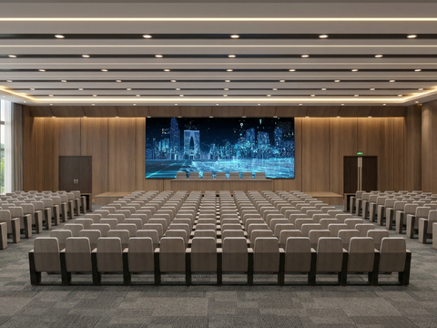 现代报告厅 会议室 多功能厅 会议桌椅su模型