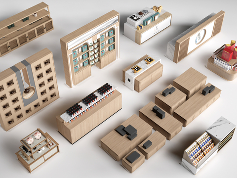 现代文创展架 文创展柜 置物架su模型