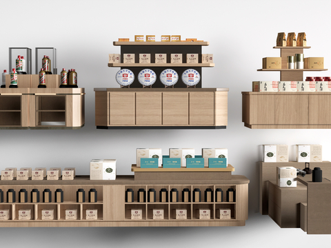 现代文创展台 文创展柜 文创展架 民俗小品su模型