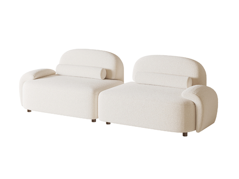 奶油风双人沙发su模型