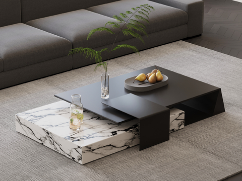 现代意式茶几su模型