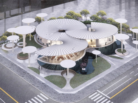 现代售楼处建筑 售楼部建筑su模型