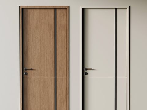 现代单开门 室内门 木门su模型