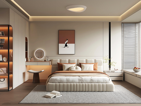 现代卧室 双人床卧室 主卧 次卧 衣柜su模型