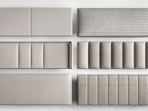  现代榻榻米软包 床头软包 墙面软包 靠背su模型 