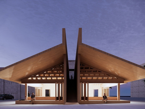 新中式民宿建筑 木结构建筑 榫卯结构su模型