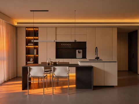 开放式吧台餐厅su模型