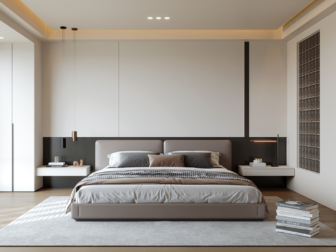  现代意式卧室su模型 