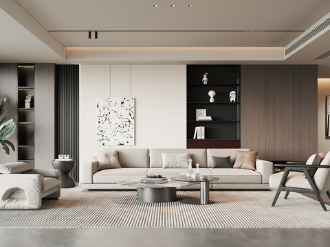 现代意式客厅 沙发茶几组合su模型