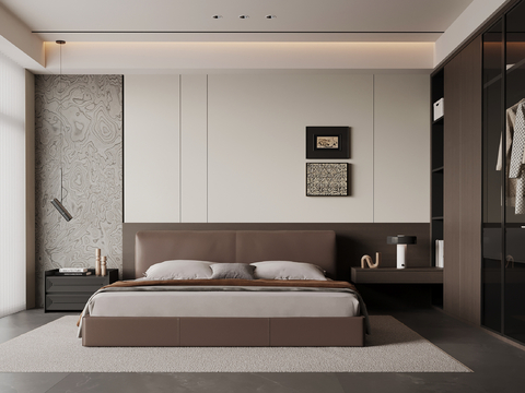 现代意式卧室su模型