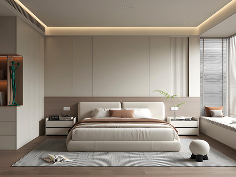 现代卧室 双人床卧室 主卧 次卧 衣柜su模型