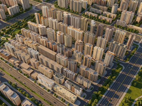 现代高层建筑 多层住宅小区楼房 高楼大厦 城市建筑配景 大区su模型