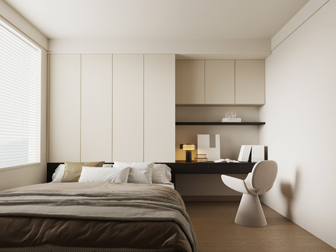 现代榻榻米卧室su模型