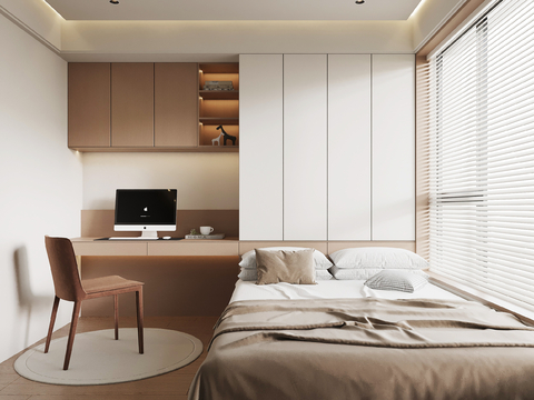 现代榻榻米卧室su模型