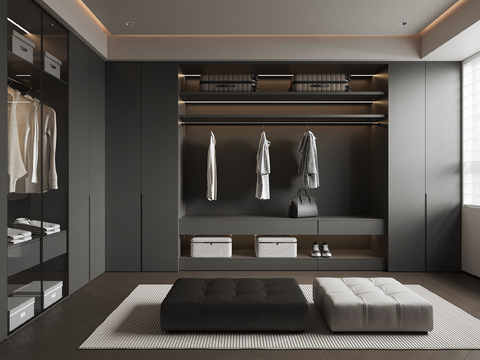 现代意式衣帽间su模型