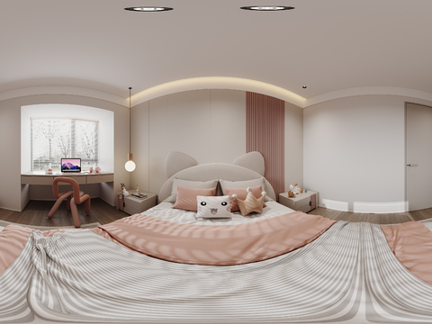  现代卧室 儿童房cr全景3d模型 