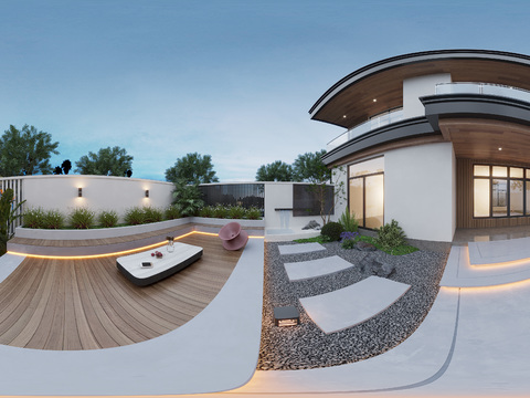  庭院花园cr全景3d模型 