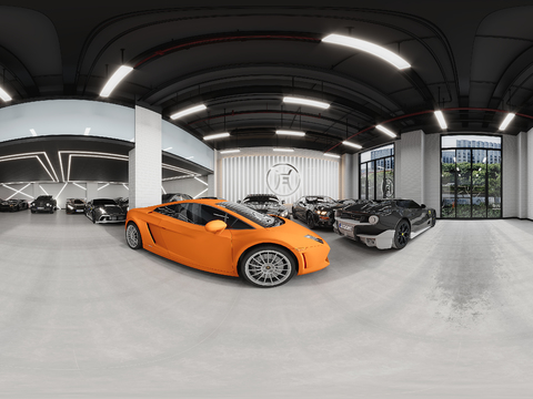  汽修店 二手车店CR全景3d模型 