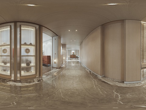  新中式玄关过道vr全景3d模型 