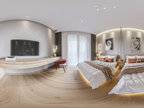  现代酒店客房vr全景3d模型 