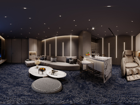  现代视听室影音室cr全景3d模型 