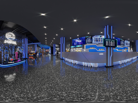  现代网吧 网咖cr全景3d模型 