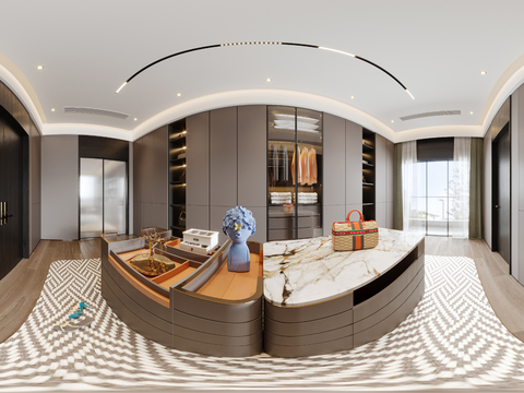  现代衣帽间cr全景3d模型 