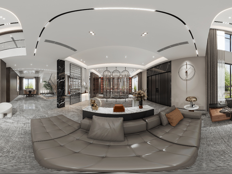  现代别墅客餐厅vr全景3d模型 