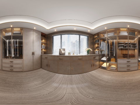  现代轻奢衣帽间vr全景3d模型 
