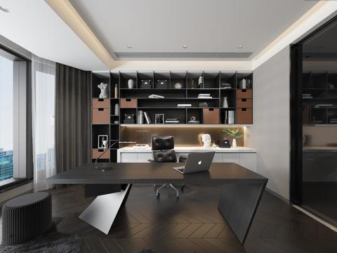  现代书房vr全景3d模型 