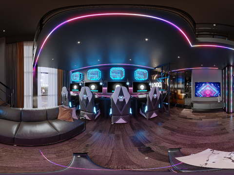  电竞酒店套房cr全景3d模型 
