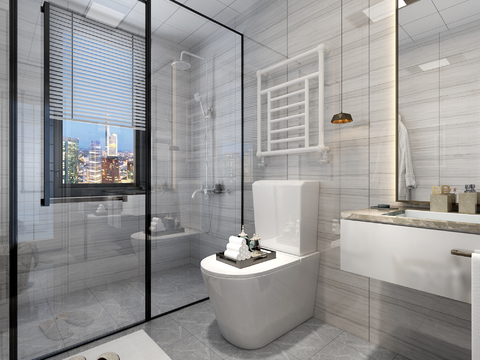  现代卫生间浴室3d模型 